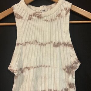 Garage Women's Ribbed Tank Top in Cream and Brown